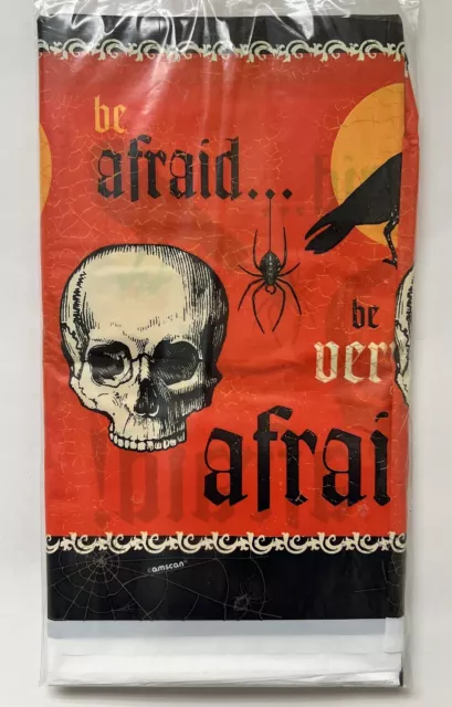 Be Afraid Skull Haunted House Halloween Party Decoration Plastic Tablecover