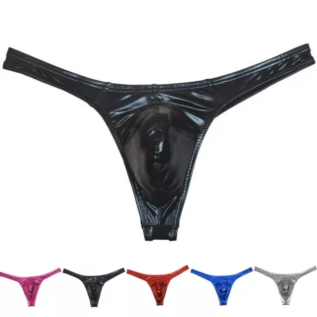 Sexy Uomo pelle Lucida Like T-Back Intimo Elasticizzato Perizoma Tanga Pantaloni