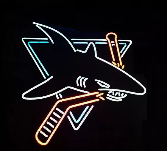 San Jose Sharks 24"x20" Neon Sign Lamp Light Nightlight Visual Decor Hanging Bar
