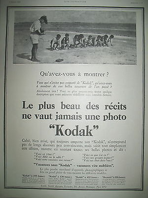 PUBLICITE DE PRESSE KODAK APPAREIL PHOTO SOUVENIRS DE VACANCES VOILIER AD 1925 