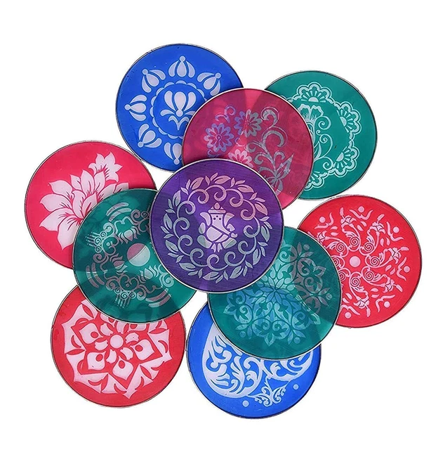 Indien Traditionnel Rangoli Faisant Tool's 8 " Assorti Pochoirs Ensemble De 10