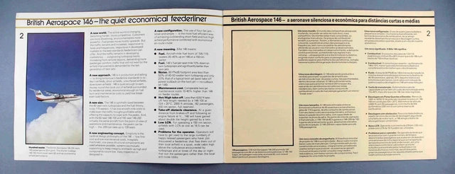 British Aerospace Bae 146 Manufacturers Sales Brochure 1983 Seat Map 2