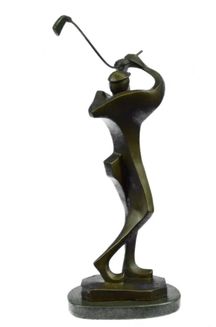 Vintage Abstract Golfer Bronze Marble Statue Golf Club Golfing Decor Art Decor