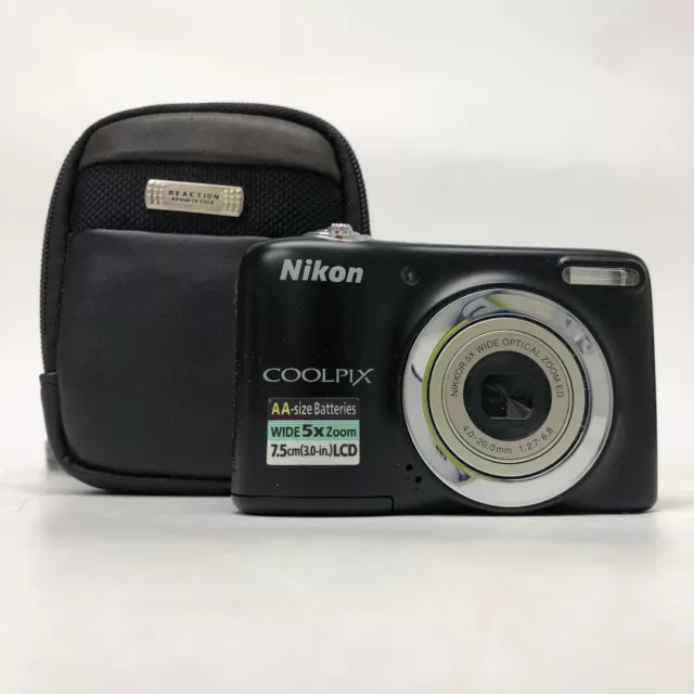 Nikon Coolpix L25 Digital Camera + Case Wide 5x Zoom Black Photography -CP