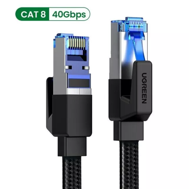 Ugreen Cat8 Ethernet flach geflochtenes Kabel RJ45 40 Gbit/s Netzwerk-LAN-Kabel 0,5 m-5 m