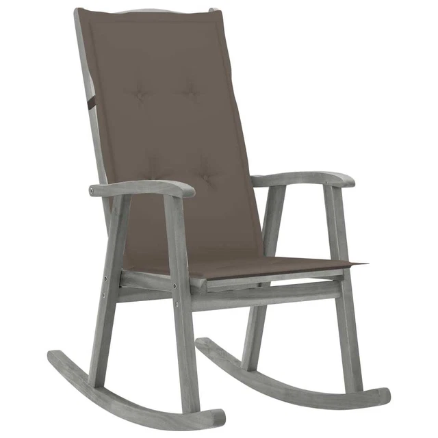 Rocking Chair with Cushions Gray Solid Acacia Wood vidaXL