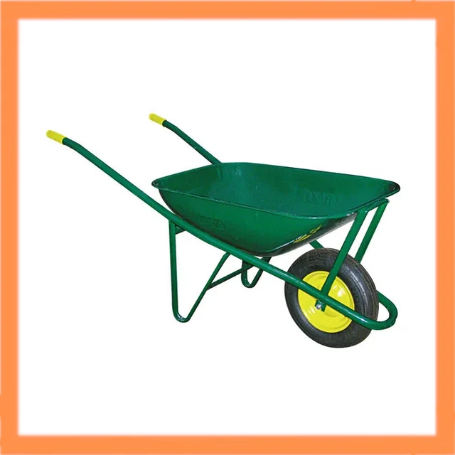 Carriola 70L Con Vasca Zincata E Ruota Pneumatica, Resistente Per Giardino E Cantiere
