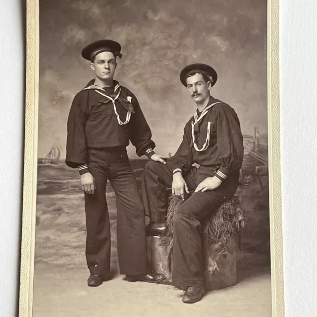 Antique Cabinet Card Photograph Handsome Sailors Affectionate Gay Int Norfolk VA 3