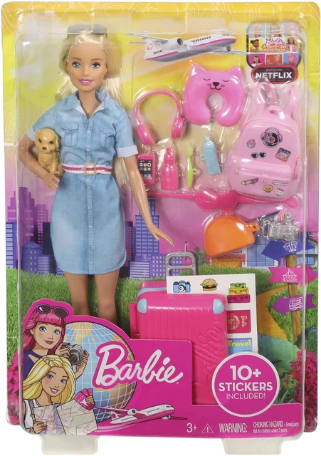 Barbie Travel Doll You Can Be Everything Doll with Pink Suitcase +10 Accessories