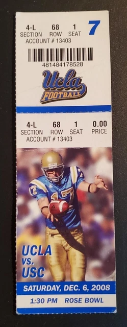 UCLA Bruins USC Trojans Football Ticket 12/6 2008 Aaron Perez Photo Sanchez Stub