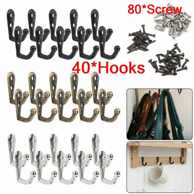 Vintage Rustic Wall Coat Clothes Hooks Hat Hook Rack Hall Tree Restoration 40pcs