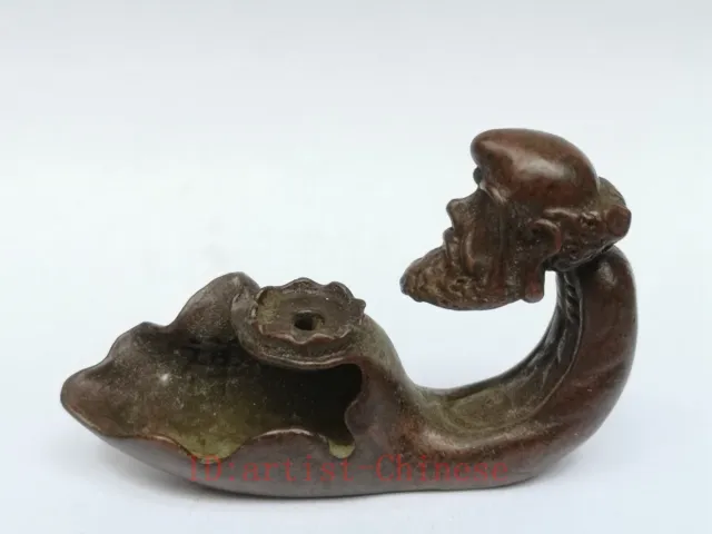 Collection Old Chinese Bronze Carving Exquisite Bodhidharma Statue Incense seat