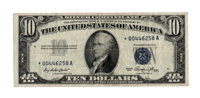 1953 $10 Silver Certificate Star Note - VF
