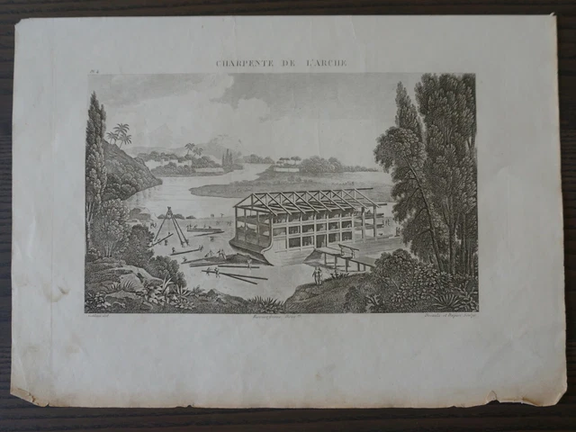 Original 19th Century Engraving Noe S Ark Frame Gravee By Goblain 22