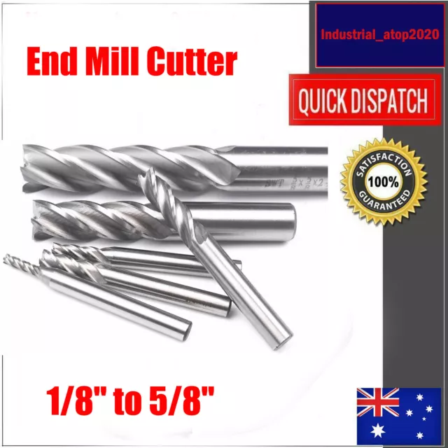 AU  6Pcs CNC End Mill Cutter Set -1/8"-5/8" 4 Flute HSS-Al Milling Drill Bit