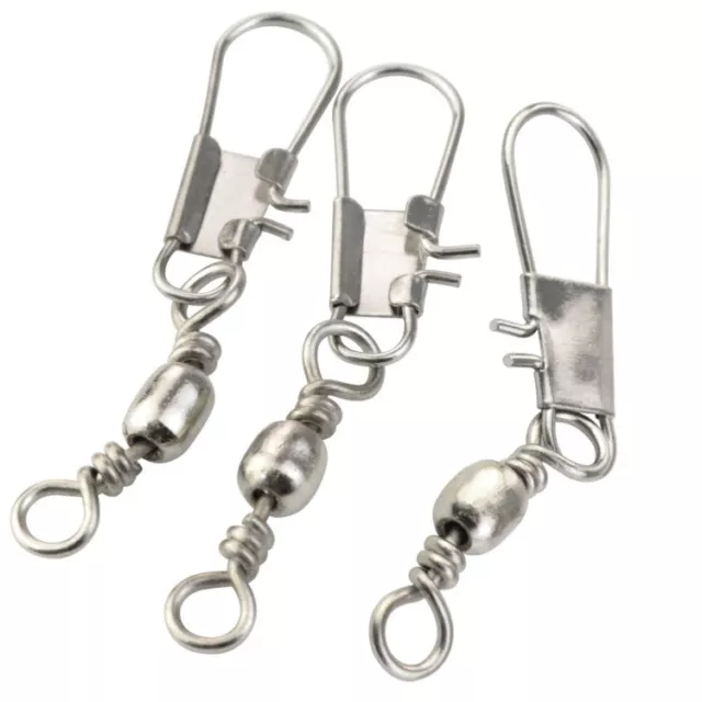 100*Fishing Rolling Barrel Swivel With Interlock Snap Connectors 1-16#  1/0-5/0# 3