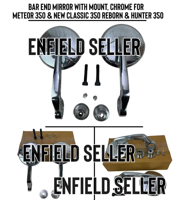 Miroirs D'extrémité De Guidon Royal Enfield Noir - Adapté à Bear 650 - Facile à Installer - Paire Neuve Avec Support