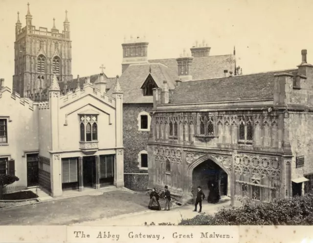 Angleterre, Great Malvern, Entrée de Abbaye, ca.1880, vintage albumen print Vint