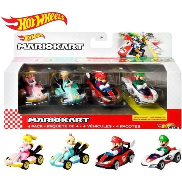 HOT WHEELS - Coffrets 4 véhicules Mario Kart - Modele aléatoire - Pour