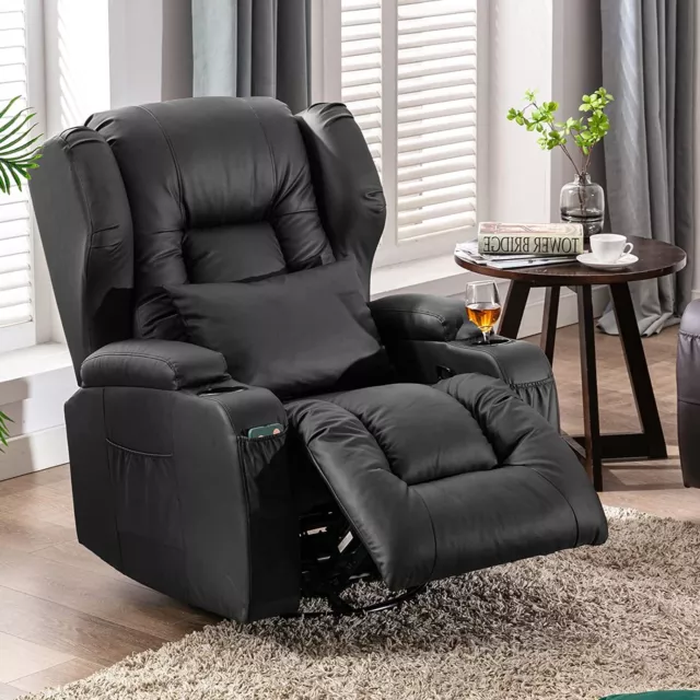 Swivel Rocker Recliner Manual Single Sofa Nursery Gliding Chair with Cup Holders