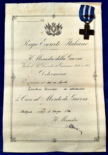 Croce Al Merito Di Guerra Con Diploma 1920 - Iiª Guerra Mondiale