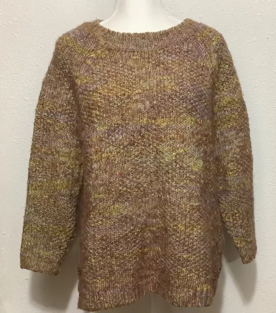 Soft Surroundings Size 2X Wool Blend Chunky Knit Pull-over Sweater Caramel Marl