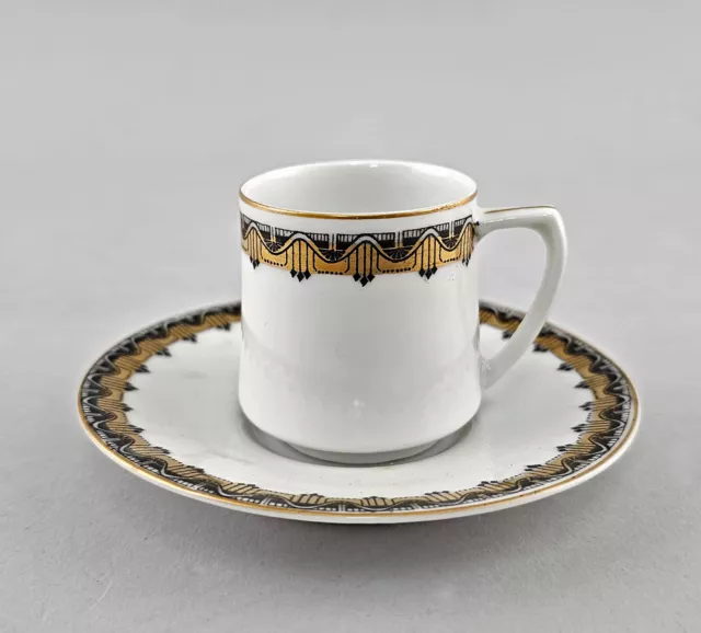 Tazza da moka Fraureuth Art Nouveau del 1900 porcellana decorazione oro 10x5 cm
