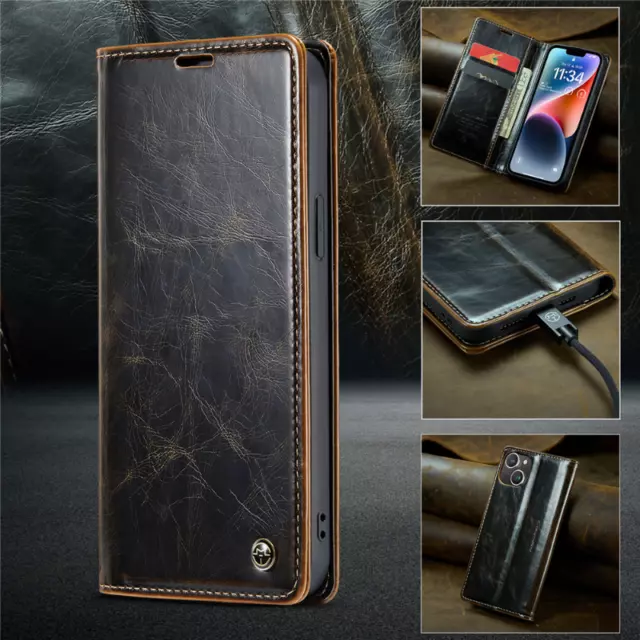 Flip Leather Wallet Case Cover For iPhone 15 14 Plus 13 12 11 Pro Max XS SE 8 XR