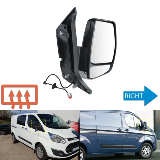 1PC Right Side Black Wing Door Mirror Electric For Ford Transit Custom 2012-2020