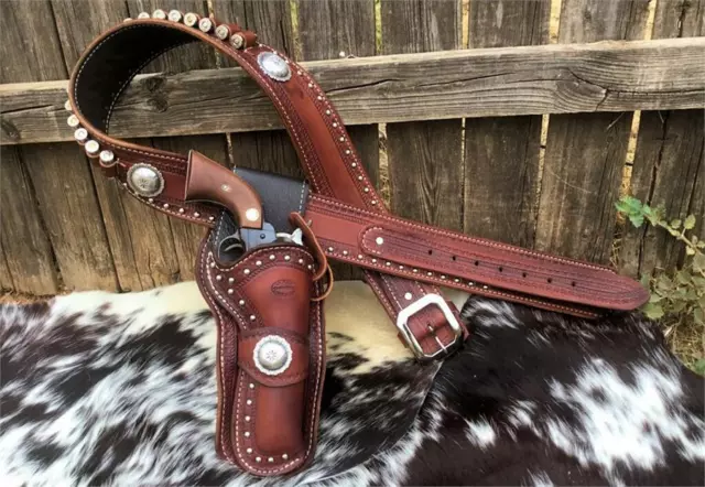 357 Ruger Colt Uberti Western Fast Draw Sixgun Pistol Leather Gun Holster Belt