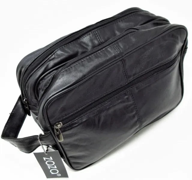 JUMBO Unisex - toilet bag extra large, washbag, Genuine Real Leather