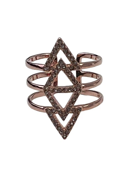 Stella & Dot Pave Spear Ring Rose Gold Tone Adjustable in Original Box