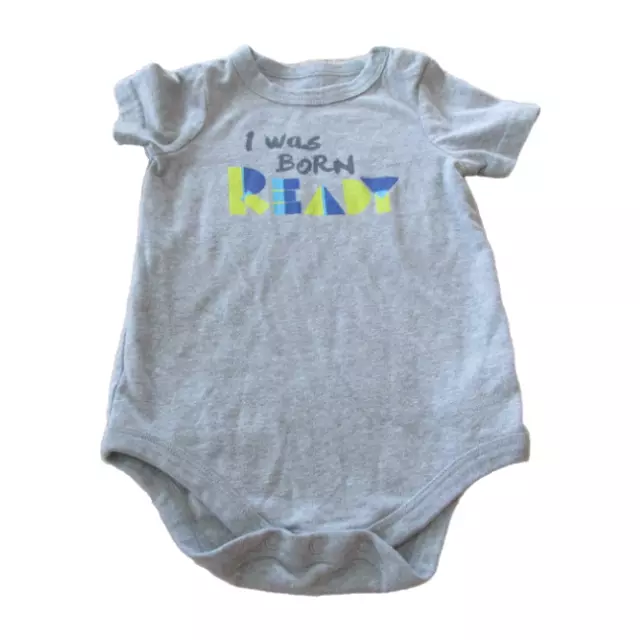 Circo Baby Boy Bodysuit Sz 9M Gray I Was Born Ready Short Sleeve Infant 1 pc