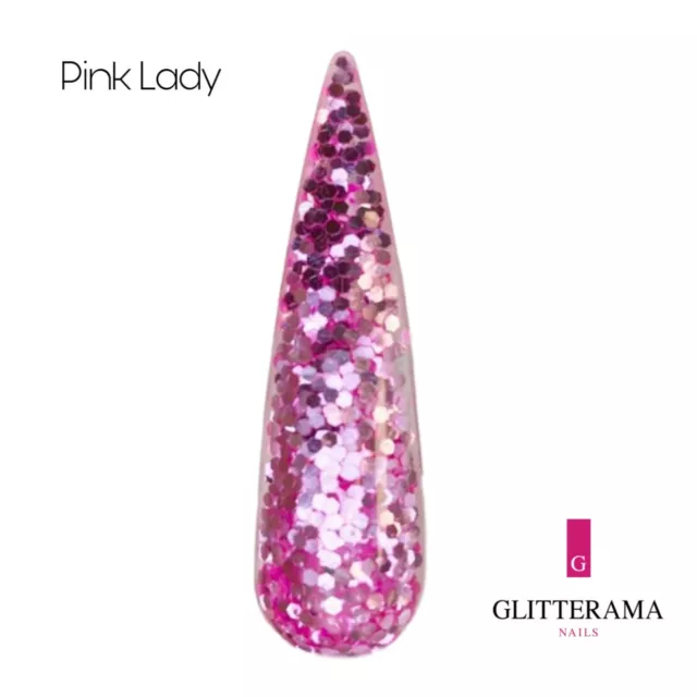 ROSE DAME poudre acrylique couleur ongles Glitterama paillettes scintillant barbie brillant