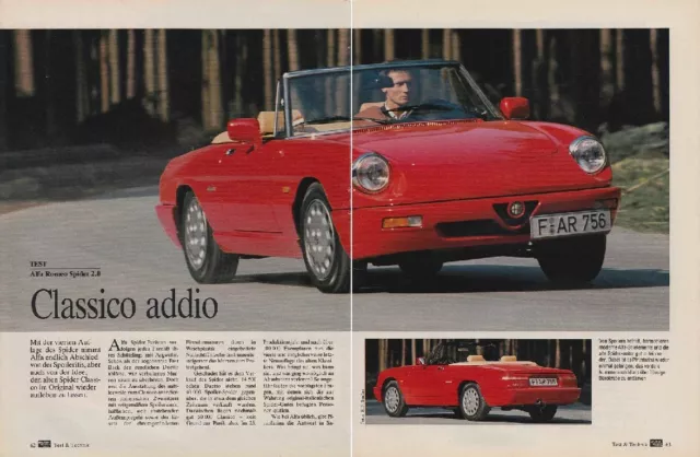 Alfa Romeo Spider 2.0 mit 120 PS - Testbericht von 1990 auf 4 Seiten