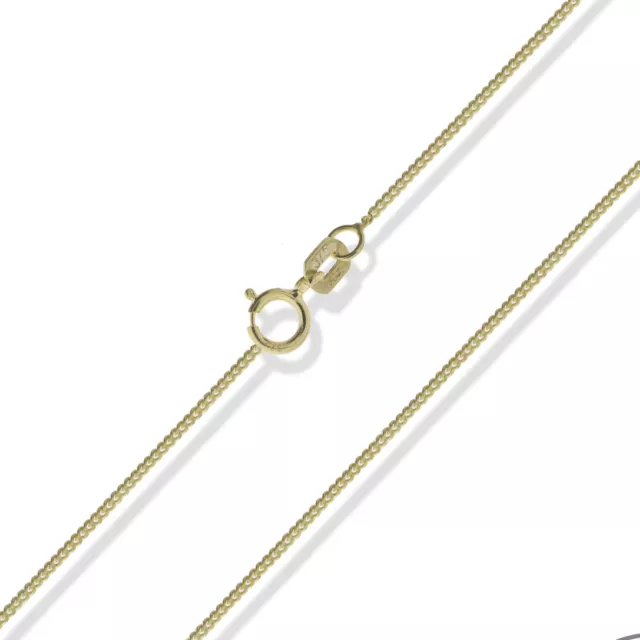 375 9Ct Gold Curb Chain 16" 18" 20" Fine Diamond Cut Link Pendant Necklace Boxed