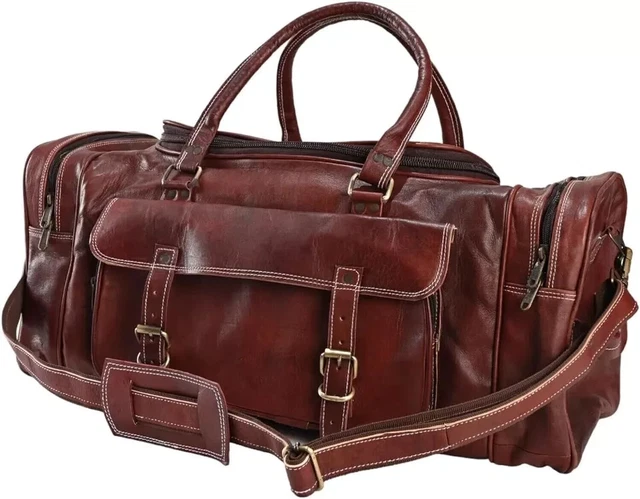 Sac de voyage en cuir véritable gym vintage week-end 30'' sac