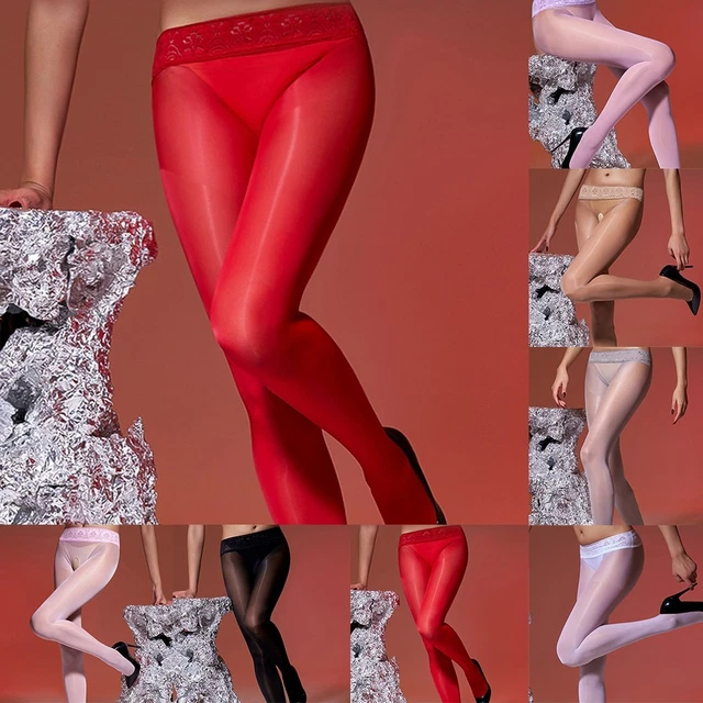 2 Paar Glänzende Strumpfhosen Damen - 20 DEN Ölig Glanz Mit T-Crotch Design