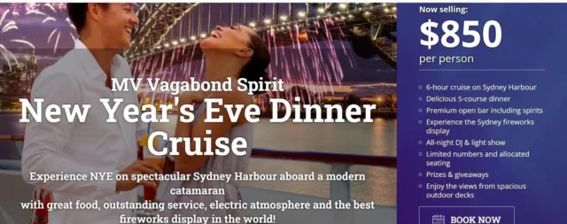 2 X Tickets. Sydney Harbour Cruise New Years Eve 2023. All Inclusive 6 Hrs.