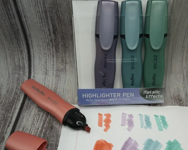 ZEYAR Aesthetic Highlighter Pen, Mystic Gems Colors, Chisel Tip Marker Pen 4pack