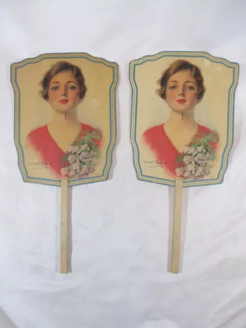 Lot of 2 - Advertising - Cardboard Hand Fans - Haggerty's Grocery - Union, OR