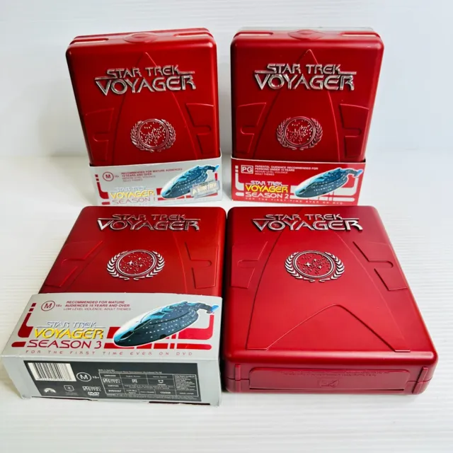 Star Trek Voyager Season 1,2,3,4 DVD Disc Set Hard Collector's Case Red Edition