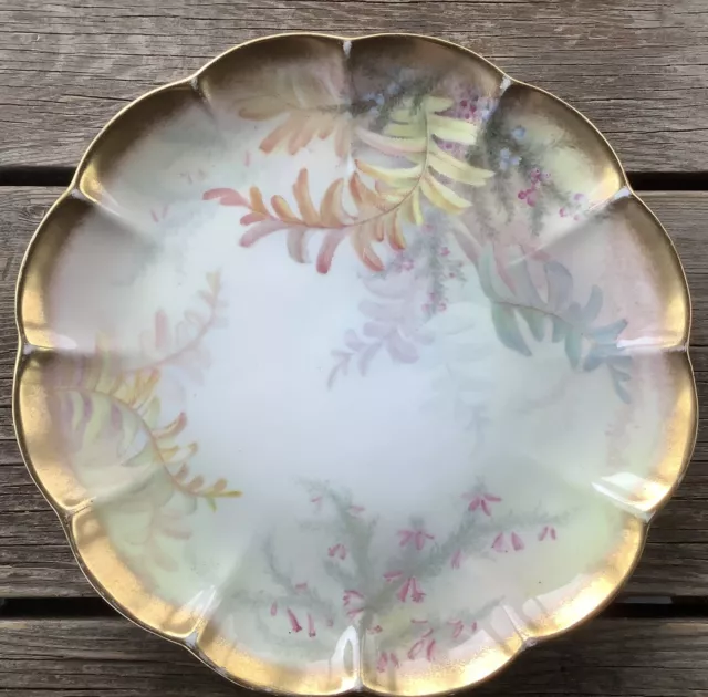 Vintage Stoke & Sons Crescent China England 8” Hand Painted Scalloped Plate