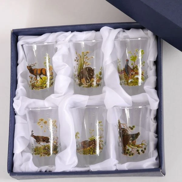 6 Piezas Aguardiente Vasos Juego - Alto - Con Jagddekor Color Seda 2 CL Nuevo 3