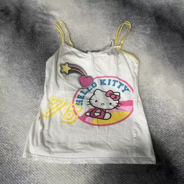 Hello Kitty Sanrio Tank Top Size Large 2008 76 White Pink Y2K Glamcore