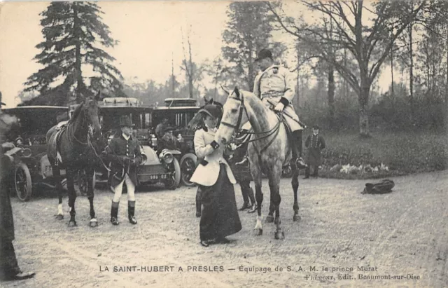 Cpa 95 La Saint Hubert A Presles Equipage De S.a.m.le Prince Murat