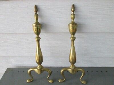 Antique BRASS ANDIRONS - 20 in. Tall - Federal Style - 1 Pair NICE LQQK!!