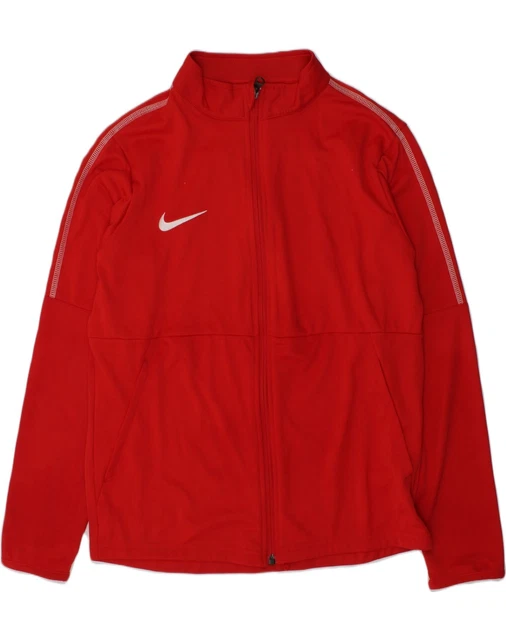 NIKE Girls Dri Fit Tracksuit Top Jacket 13-14 Years Large Red Polyester AJ33