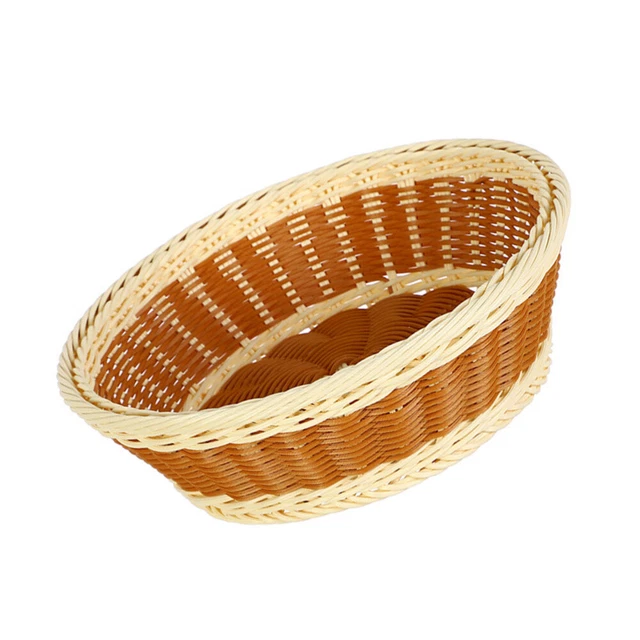 Cesto In Rattan Intrecciato A Mano - Portafrutta, Portapane, Cestino Portasnack - Decorativo E Multiuso - Diametro 27 Cm, Altezza 10 Cm - 2