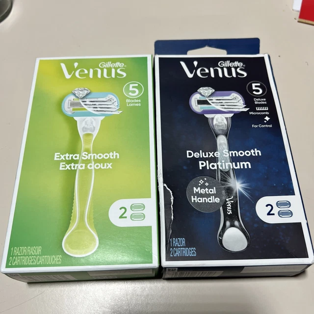 Paquete de 2 - Gillette Venus Smooth 5 Hojas - 2 Navajas / 4 Cartuchos Total